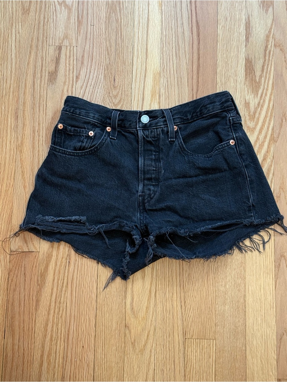 Levi’s 501 black denim shorts